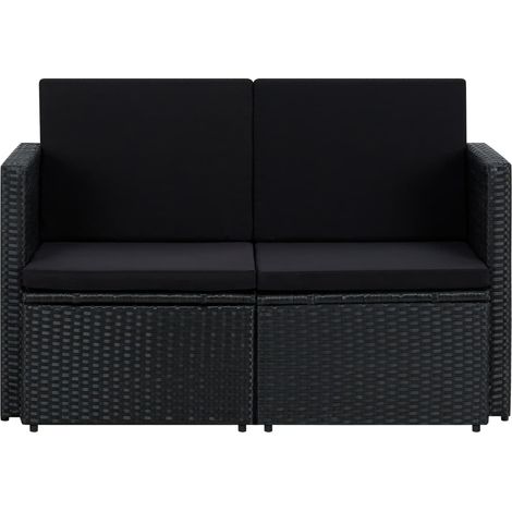 Maison Exclusive - 2-Sitzer-Gartensofa mit Auflagen Schwarz Poly