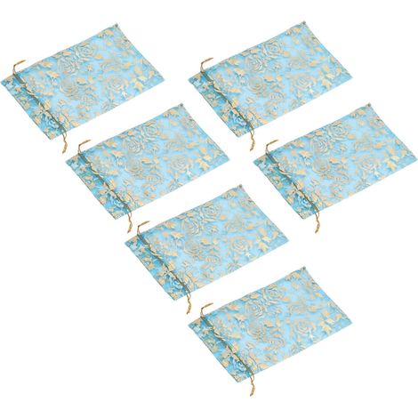 200 Sachets Organza à Cordons avec Impression de Roses 6.3x4.3 Pouces, Sacs Cadeaux en Tulle Bleu pour Bijoux et Cadeaux (1/5)