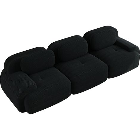 3-Sitzer modulares Sofa aus schwarzem Cordstoff MODENUIT (1/5)