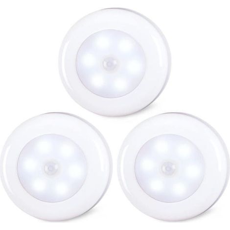 Veilleuse - Capteur De Mouvement Infrarouge - Lumiere Blanche Froide - Pour Couloirs Chambres Salles De Bain - 3 Unites (1/5)