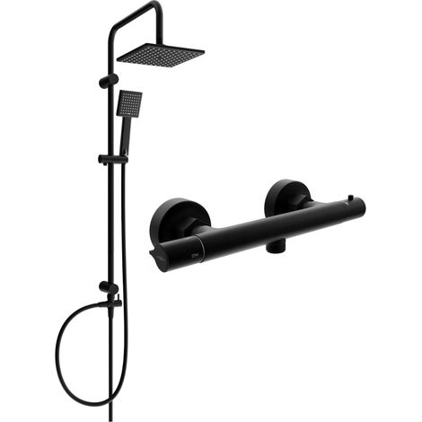 Mexen Tord set doccia esterno con soffione e miscelatore termostatico Slim, nero - 77105200-70 (1/3)