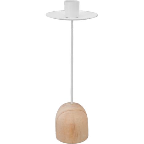 Porte-bougies en Fer et Bois, Support Décoratif pour Bougies - Idée Décoration Noël, Mariage ou Intérieur Moderne Blanc (1/5)