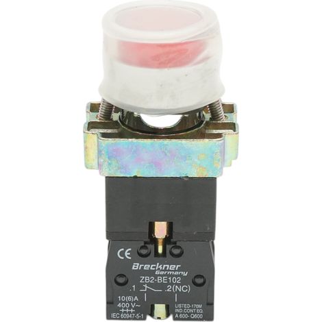 Pulsante indicatore LED rosso con protezione 1NC, 400V/10A, LAY5 Breckner Germany (1/5)