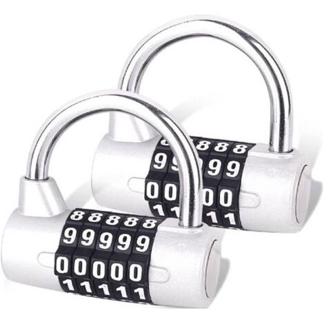 Combinaison à 5 Chiffres, Cadenas de Gymnase, Serrure à Combinaison Remplaable, Adaptée aux Casiers d'école, Botes à Outils, Argent (2 Pièce) (1/5)