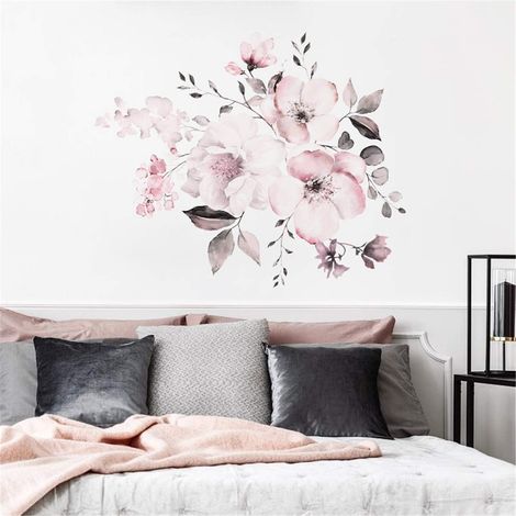 Décoration murale florale romantique Rosa Blume, stickers muraux 3D pour chambre de fille, bureau, salle de bain, salon, 30x90 cm (1/5)