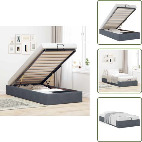 Cadre de lit ottoman sans matelas gris foncé 90x190 cm velours - Lit Ottoman - Lits Ottoman - Cadre De Lit - Cadre De Lit Avec Rangement (1/5)