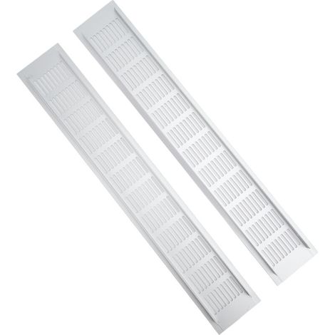 Jeffergarden Lot de 2 grilles d'aération rectangulaires en alliage d'aluminium pour placard à chaussures, 80 x 500 mm (1/5)