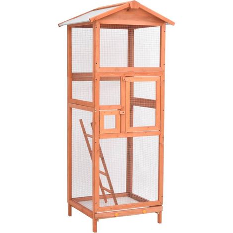 Gabbia per uccelli x 68 x 62 x 166 cm legno massello di abete 020000055