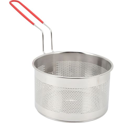 Panier de friture rond 16 cm en acier inoxydable 304 avec poignée pour frites, beignets d'oignons, poulet, pâtes (1/5)