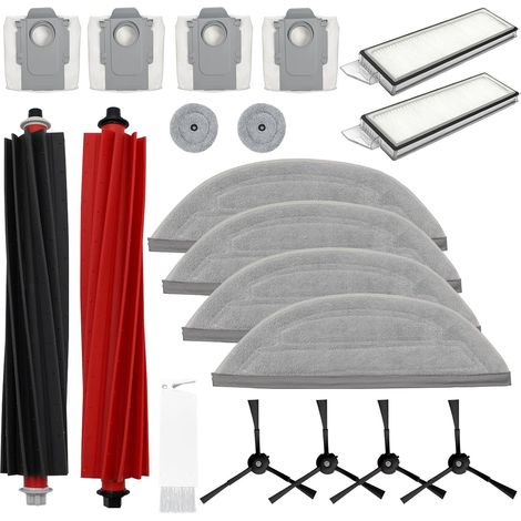 Lntyq Pièces de rechange pour Roborock S8 MaxV Ultra - Kit de 19 accessoires comprenant des brosses latérales, des brosses principales, un filtre, des sacs à poussière, des lingettes latérales et des