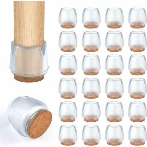Patin Chaise, 24 Pièce Embout de Chaise, Couvre Pied de Meuble Antidérapant et Résistant aux Rayures, Tampon Chaise avec Feutre, Pied de Chaise Muet, Couvre Jambes de Chaise(Forme Ronde 17-21mm), Enso (1/5)