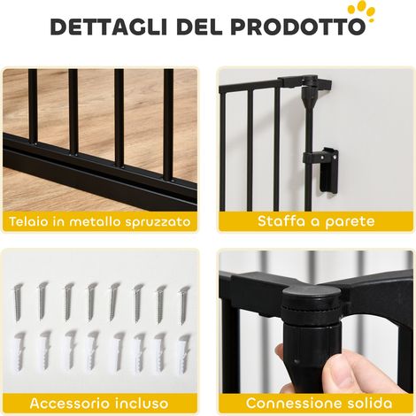 Barrière pliable 5 panneaux pour chiens petits et moyens, 300x3x74,5 cm, métal et plastique, noire (1/5)