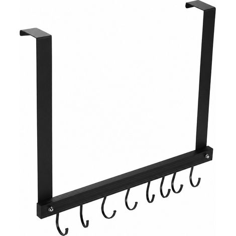 Crochet de porte à suspendre, sans perçage, amovible, pour manteaux et chapeaux, en aluminium spatial, noir. (1/5)