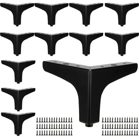 Pieds de meuble réglables, ensemble de 12 pièces, pieds de meuble triangulaires, 4 pouces/10 centimètres, pieds de meubles triangulaires en métal avec vis de fixation, pieds de canapé triangulaires ch (1/5)
