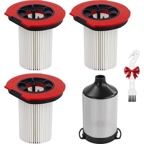 Chuancheng 12050162 Ersatzfilter für Bosch Unlimited 10 und Unlimited 9 Akku-Staubsauger BKS1051GQC, BBS1041 und BBS921TBA, 3 HEPA-Filter, 1 Edelstahlbürste (1/5)