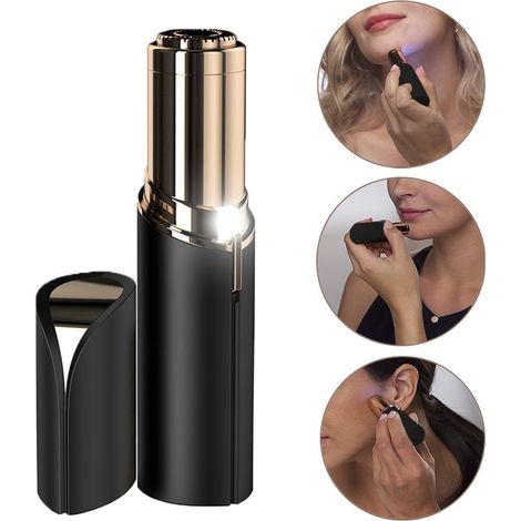 [JAMAIS UTILISÉ] Épilateur facial à batterie, tondeuse à peau, épilateur facial portable à LED - Finition impeccable - Noir (1/5)