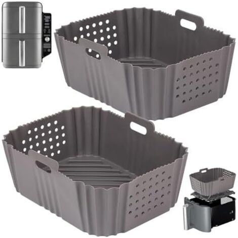 Accessoires pour friteuse à air chaud Ninja Foodi à double tiroir SL400 SL401 (SL400UK, SL401UK, AF300, AF400) : moule en silicone pour four à micro-ondes et friteuse à air chaud Ninja (lot de 2). (1/5)