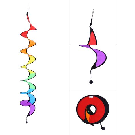 Moulin à vent spiral pliable 140cm, piquet de tente, jardin et pelouse, décor coloré, résistant au vent (1/5)