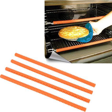 Manchon isolant thermique en silicone pour four à micro-ondes (quatre pièces), bande isolante thermique en silicone, bande dentelée anti-brûlure en silicone pour four (orange) (1/5)