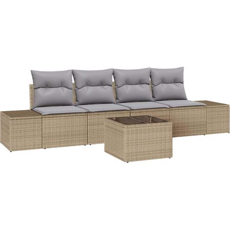 Maison Exclusive - Set Divano da Giardino 5 pcs Beige e grigio polyrattan