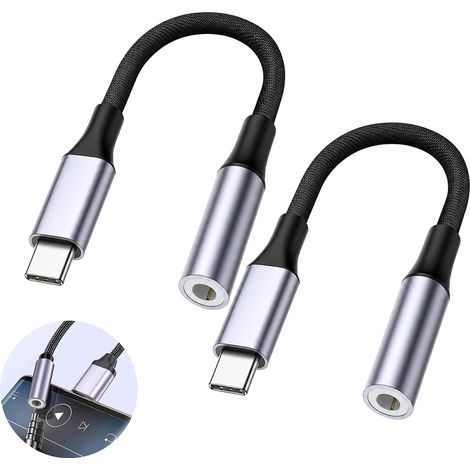 Adaptateur USB-C vers jack 3,5 mm (lot de 2), câble tressé (1/5)