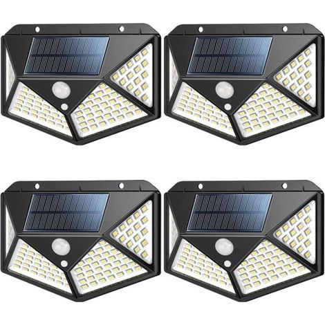 Lampe Solaire Extérieur 100 LED 4 Pack, éclairage Solaire Extérieur Détecteur de Mouvement, Spot Solaire sans Fil avec 3 Modes Intelligents Lumière Solaire étanche (1/5)