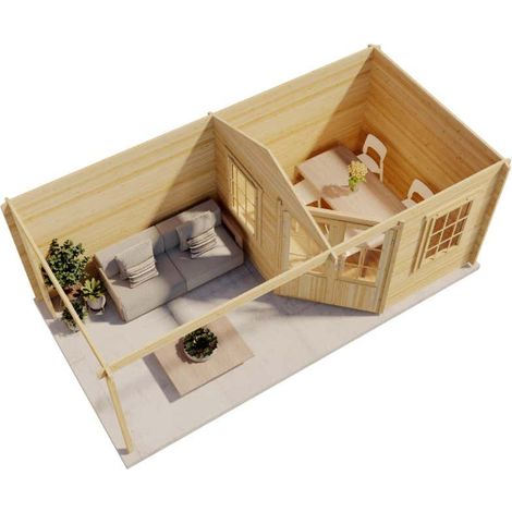 Alpholz 5-Eck Gartenhaus Mosel Gartenhaus aus Holz in Pinie, Holzhaus mit 40 mm Wandstärke inklusive Terrasse, Blockbohlenhaus mit Montagematerial (1/4)