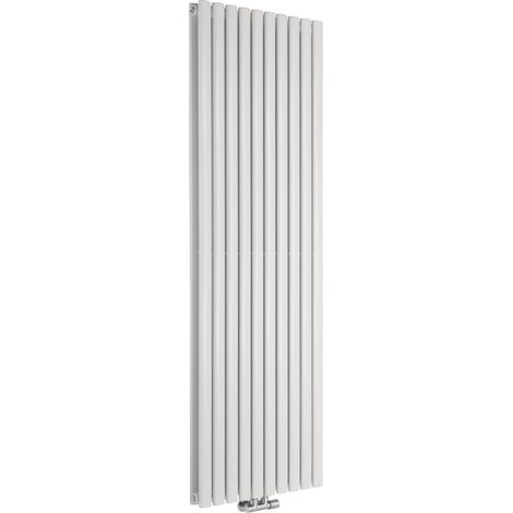Milano Aruba Flow White Vertical Column Central Connection Double Oval Panel Radiator - 1780mm x 590mm