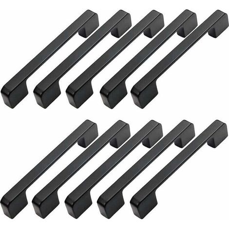 10 Möbelgriffe, Lochabstand 160 mm – Schwarze Küchentürgriffe, Stangengriffe, Schwarze Küchengriffe, 160 mm