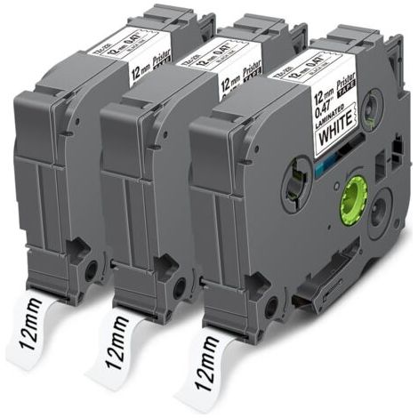 Cassette étiquettes 12mm noir sur blanc laminé – Compatible Brother TZe-231 TZ-231 – Résistant aux produits chimiques et à l'eau – 8m - H100lb (1/5)