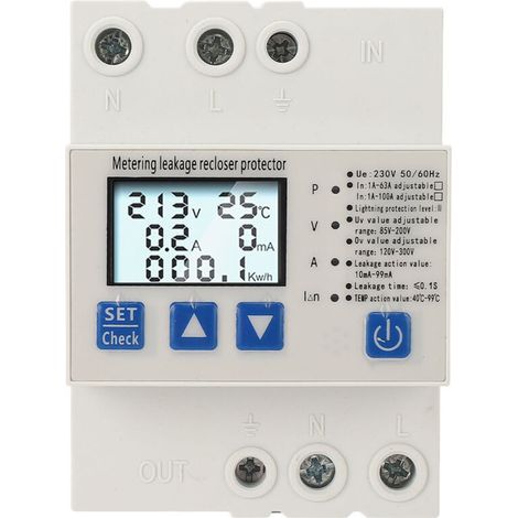 Protecteur automatique de surtension de puissance à récupération automatique, dispositif de protection contre les sous-tensions AC230V 1A-63A (1/5)