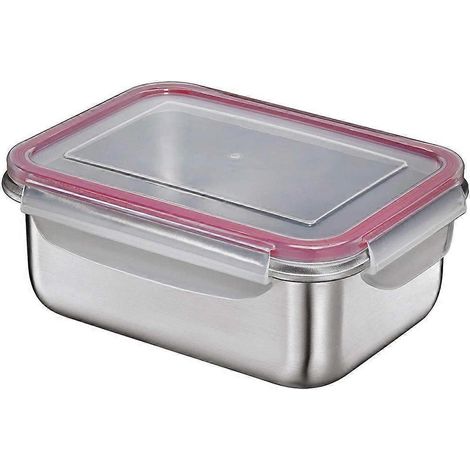 Ensemble de trois boîtes de conservation alimentaire empilables, comprenant un bol en acier inoxydable avec couvercle, d'une contenance de 600 ml, 1500 ml et 2900 ml. (1/5)