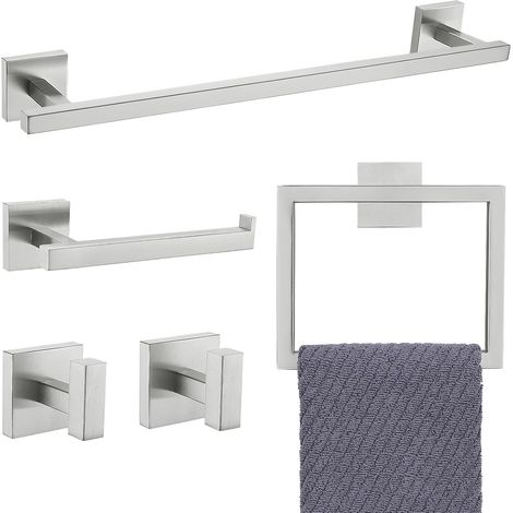 5 toptüten im bad, handtücher an Susanne 304, ein wandhalter aus edelstahl (1/5)