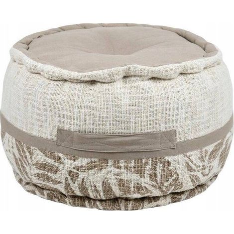Pouf Taupe Beliani Hemera 40 cm di diametro 30 cm di altezza