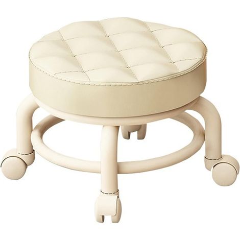 Tabouret Roulant Bas Rond Rotatif à 360 degrés pour Couloir, Salon, Tabouret étanche sur roulettes, Chaise roulante à Faible Bruit, Lisse et Forte Charge (1/5)