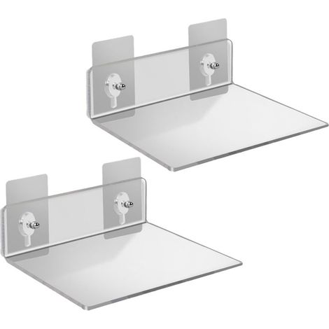 Floating Shelf - Acrylic - 20 x 10 x 5 cm - Wall-Mounted - For Bedroom Bathroom Living Room Office - Set of 2 (1/5)