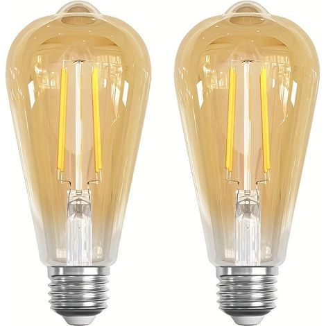 Ampulle LED Vintage E27, 6 W 2700 K Weiß - Ampulle Edison mit Filament LED ST64 in Glas Ambré (2er-Set) (1/5)