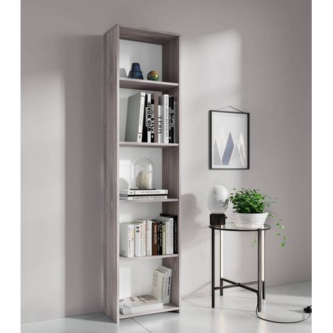 Kit libreria 4 ripiani rovere gri. cm.l45xh183xd25