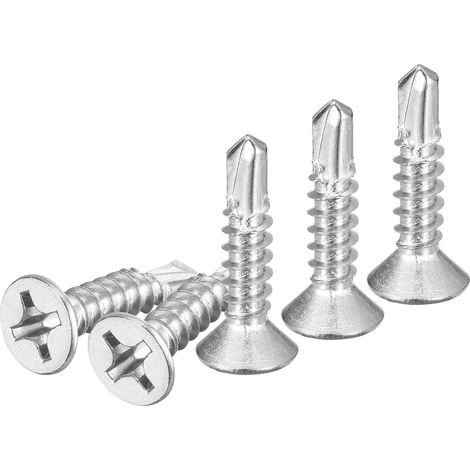 50Pcs Vis Autoforeuses ST5.5x25mm Acier Inoxydable 410 Argenté (1/5)