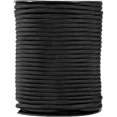 Corda elastica in bobina. Ideale per fissare e riporre oggetti. Robusta e durevole. Perfetta per progetti fai da te. Colore nero. 4 mm x 50 m