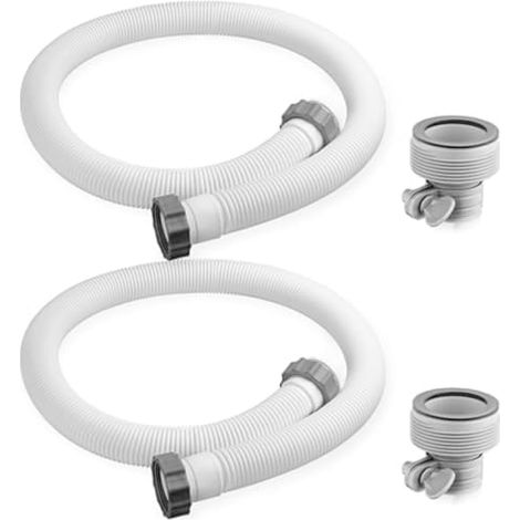 Lot de 2 tuyaux de piscine 38 mm, pour piscines hors-sol, 150 cm, avec 2 adaptateurs de tuyau de type B, tuyau de rechange pour piscine Intex, pompe à filtre (1/5)