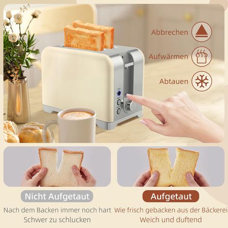 Bouilloire et grille-pain set, 2200W, 7 niveaux de brunissage, fonctions variées, crème (1/5)