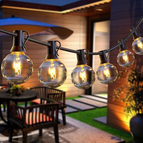 Intérieur et Extérieur, Guirlande Guinguette de 25 G40 Ampoules Etanche 7.62M Blanc Chaud Décoration pour Patio,Café,Jardin,Parti,de Noël (1/5)