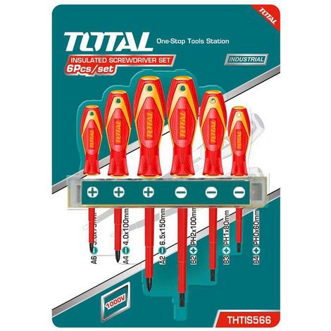 CACCIAVITI ELETTRICISTA ISOLATI KIT 6pz TAGLIO E CROCE TOTAL