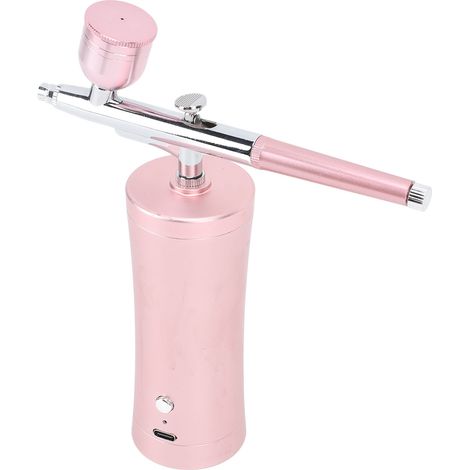 Kit Aérographe Électrique 30PSI Sans Fil, Pistolet Maquillage USB Rechargeable, Manucure Tatouage Modélisme Peinture Rose (1/5)