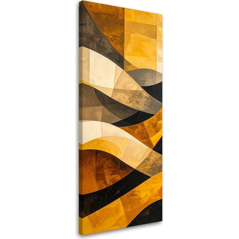 Stampe su Tela, Astrattismo linee forme giallo nero oro, 30x90 (1/5)