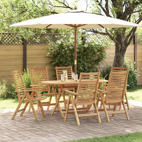 Garten Essgruppe 7 pcs Braun Massivholz Teak (1/5)