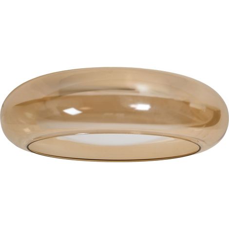 Veiling Lamp Light Brown Glass Integrated LED Ring Shape Shade Metal Base with Dimmer Retro Style NITH (1/5)