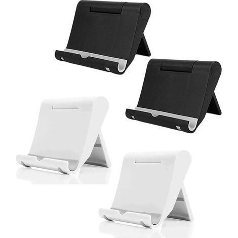 Set di 4 supporti da scrivania regolabili e pieghevoli per cellulari – Adatti per smartphone (Nero + Bianco) (1/5)