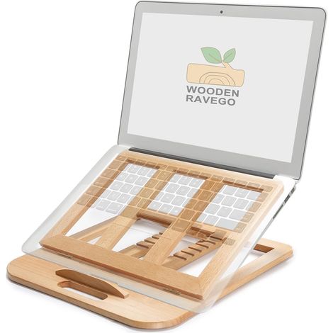 Support pour Ordinateur Portable, réglable en Hauteur, Support pour Ordinateur Portable en Bois à 6 Niveaux, pour MacBook, Ordinateur Portable, Compatible pour 10-15,6 Pouces (hêtre) (1/5)